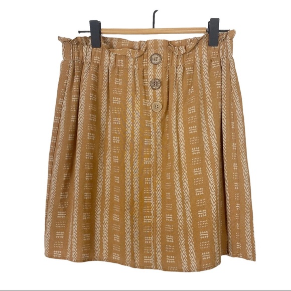 HARPER FRANCESCA’S Goldenrod Southwest Print Mini Skirt Paper Bag Waist small - Picture 2 of 11